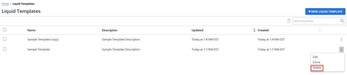 delete liquid template menu